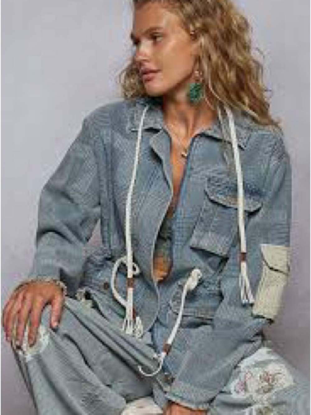 POL Light Blue Utility Jacket with Drawstrings Small- never worn, brand new